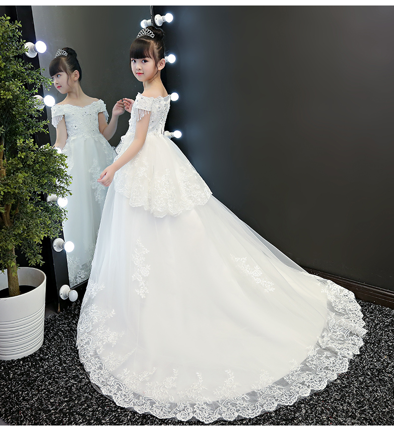 Cô gái hoa trắng cô gái váy cưới váy fluffy trẻ em catwalk trang phục piano sinh nhật công chúa váy - Váy trẻ em váy đầm đẹp cho bé yêu