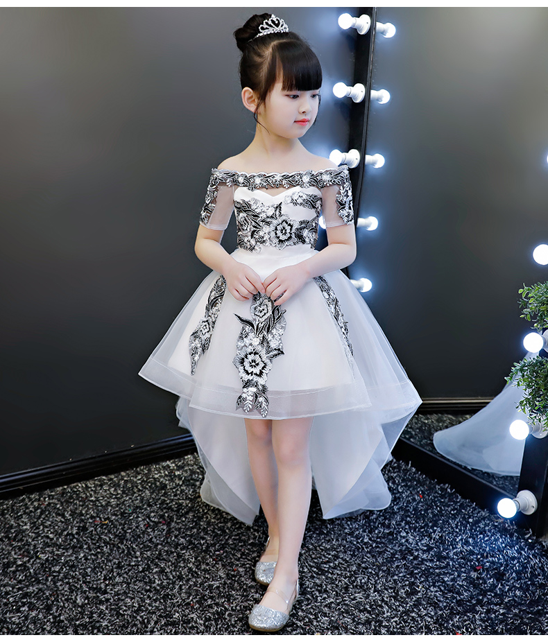 2018 cô gái trang phục piano catwalk váy cưới của trẻ em tổ chức công chúa trailing váy dạ hội mùa đông đồ bé trai