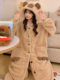 2026 New Coral Fleece Thickened Capybara Pajamas Women's Set Autumn and Winter Sleepwear Loungewear