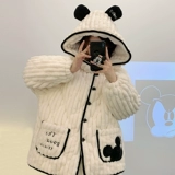 Зимняя пижама, стеганый утепленный фланелевый коралловый бархатный комплект, коллекция 2023