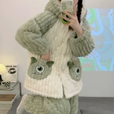 Зимняя коралловая бархатная стеганая флисовая фланелевая пижама, коллекция 2023, увеличенная толщина