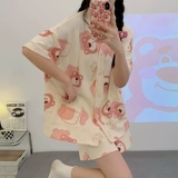 Милая летняя пижама, клубника, 2025 года, новая коллекция, короткий рукав, популярно в интернете, с медвежатами