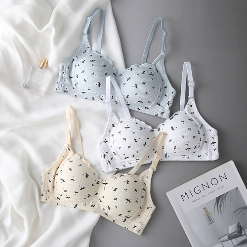 Бюстгальтер-топ, летний тонкий бюстгальтер без косточек, бюстгальтер пуш-ап, защитное белье, нижнее белье, цветочный принт