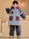 New Three-Layer Quilted Cartoon Children's Set for Autumn and Winter, Boys' Coral Fleece Thickened Pajamas and Loungewear