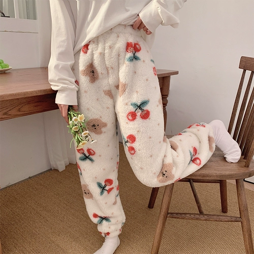 Демисезонные удерживающие тепло коралловые бархатные фланелевые штаны, бархатная утепленная пижама для отдыха