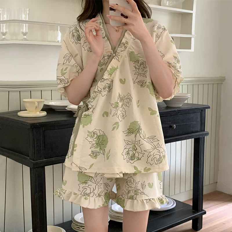 Pijama, летом тонкая майка с чашками, китайский стиль, с коротким рукавом