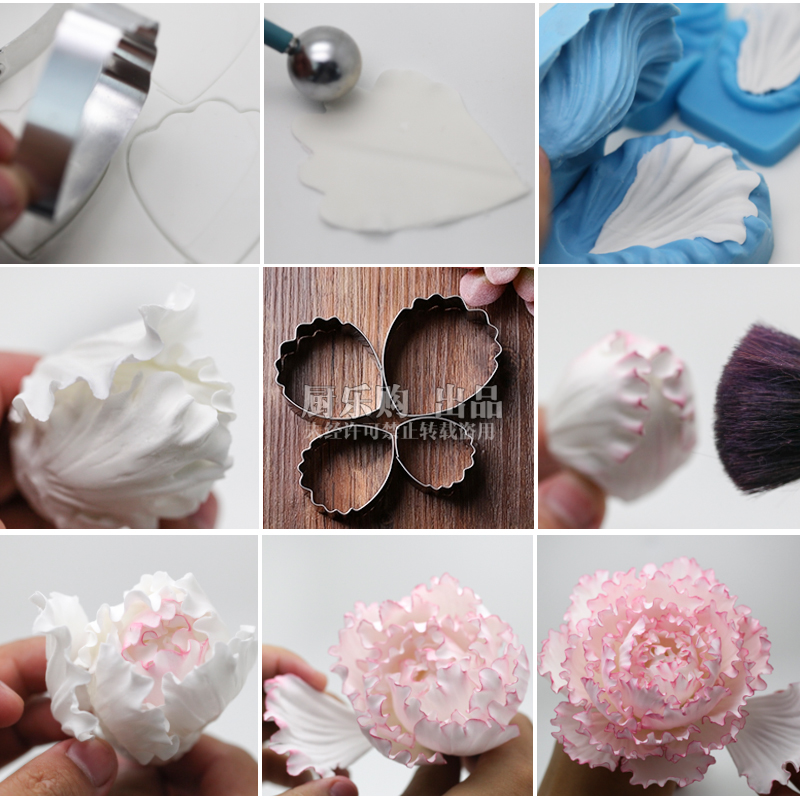 Fondant peony flower mold Stainless steel cutting mold petal fondant silicone mold Dry pace vein pattern mold