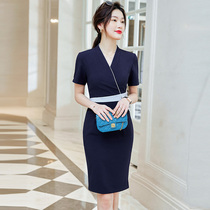 Blue Suit Dress Dress Woman 2022 Summer New Beauty Salon Front Desk Work Clothes Career Positive Dress Lady Skirt