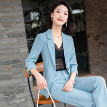 Superior Sense Blue Suit Professional Suit Women Summer Style Fashion Temperament Lady Middle Sleeve Western Suit Jacket