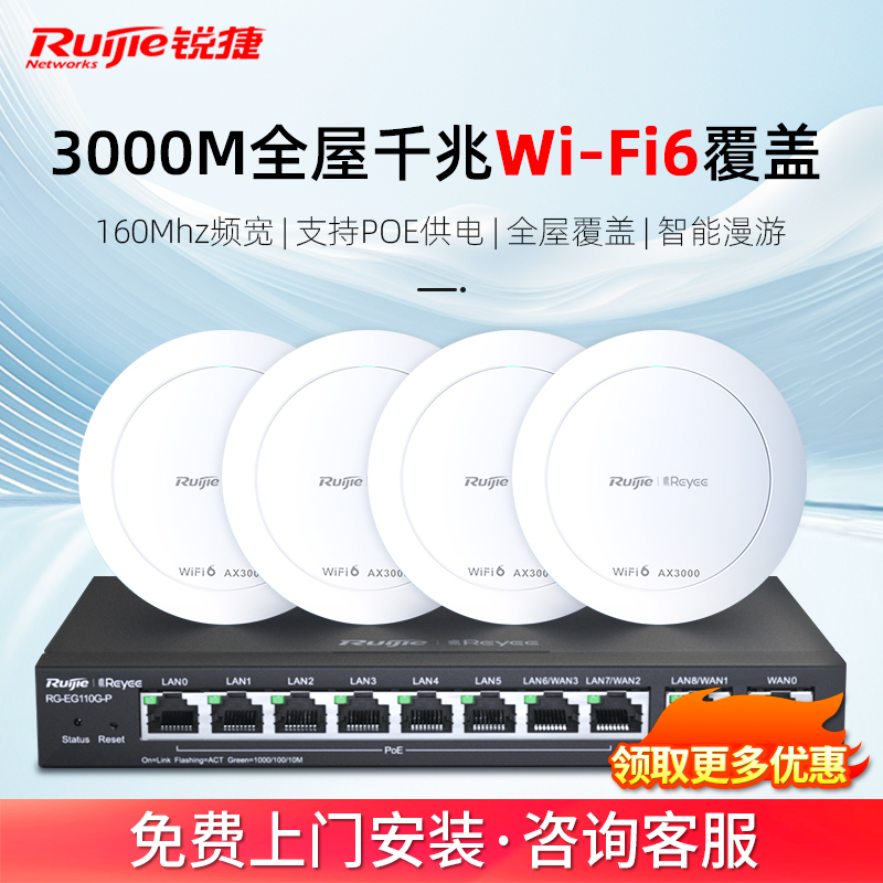 Ruijie Ruiyi ギガビット天井AP3000m ギガビットWiFi6 天井AP 家全体のWiFiカバレッジ EAP262(E)