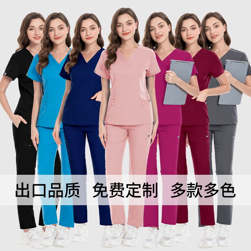 Nianqing European and American Style Popular Beauty Salon Surgical Gown for Women, Loose and Comfortable Nurse Uniform Set, Scrub Suit, Medical Beauty Professional Attire