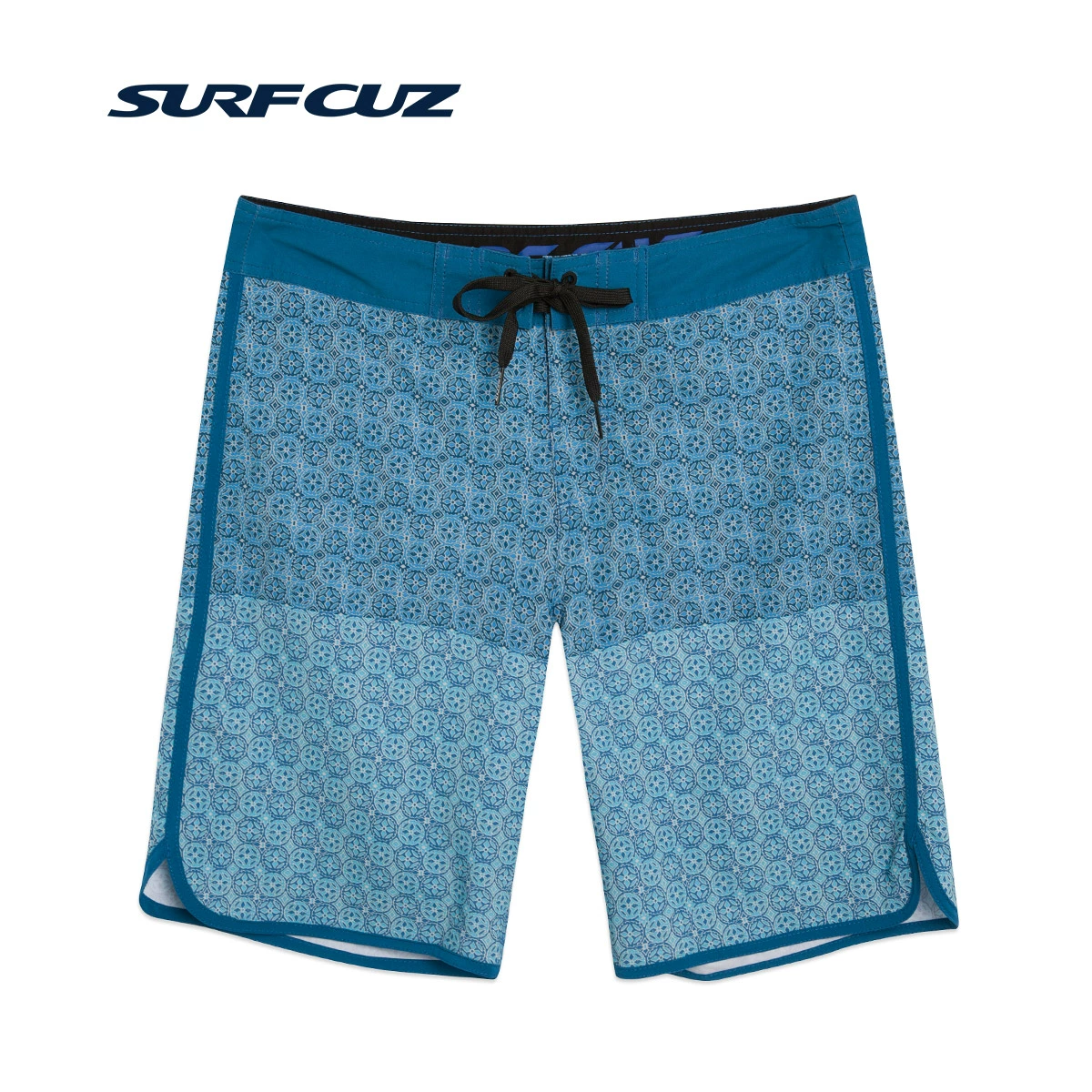 Surfcuz hình dạng hình học quần nam bãi biển nhanh khô quần short nam mùa hè lỏng lẻo kích thước lớn quần năm điểm bơi - Quần bãi biển