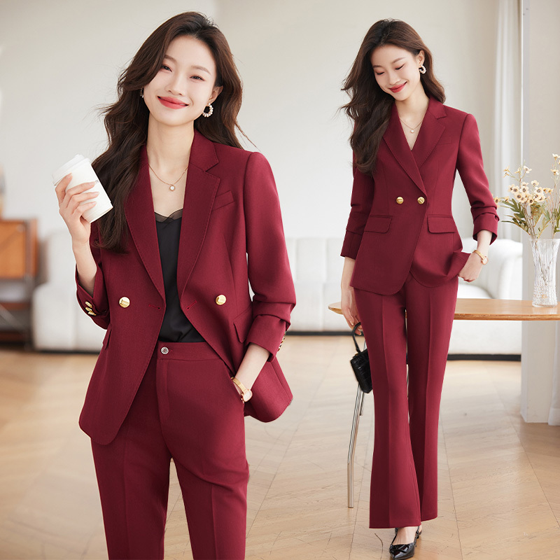 Burgundy Suit Set for Women 2026 Spring and Autumn New Style Professional Attire High-End Elegant Host Formal Suit Jacket Burgundy Suit Set for Women 2026 Spring and Autumn New Style Professional Attire High-End Elegant Host Formal Suit Jacket