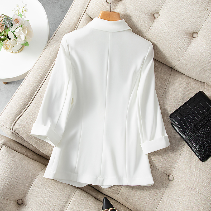 White Small Suit Jacket Woman Summer New Temperament Little Lady Casual Fashion Snow Spinning West Suit Summer Thin