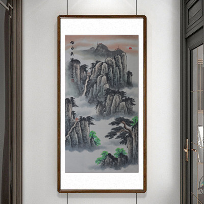 New Chinese Xuanguan Decorative Painting Corridor Aisle Vertical Version Hung Painting Living Room Country Painting Landscape Painting Background Wall Tai Shan Sunrise