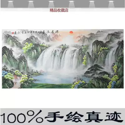 Pure hand-painted traditional Chinese painting has a long history landscape painting feng shui patron living room decorative painting Chinese office four feet murals