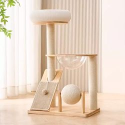 Solid Wood Cat Climbing Rack Cat Nest Integrated Small Cat Toy Scratch Resistant Grinding Claw Cat Tree Vertical Cat Scratch Board