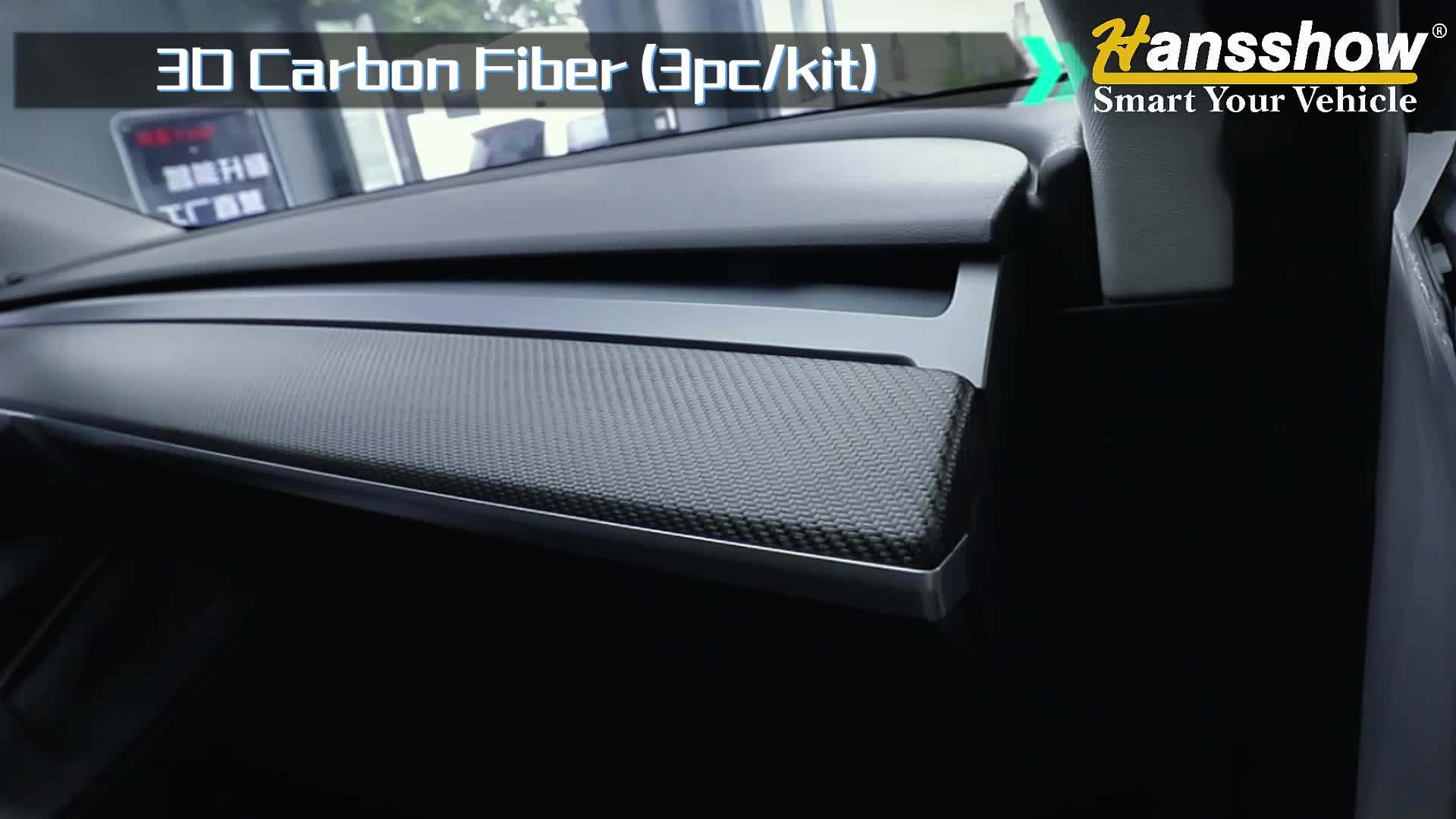 Hansshow Model 3/y Dry Real Carbon Fiber Dashboard Cover Replacement