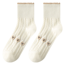 Zhuji socks womens socks pure cotton non-slip non-falling 2024 spring internet celebrity cute medium and short socks ins trend