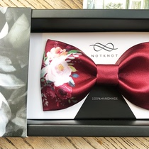 notknot original high-end wedding groom best man suit formal British red Peony gift box mens bow tie