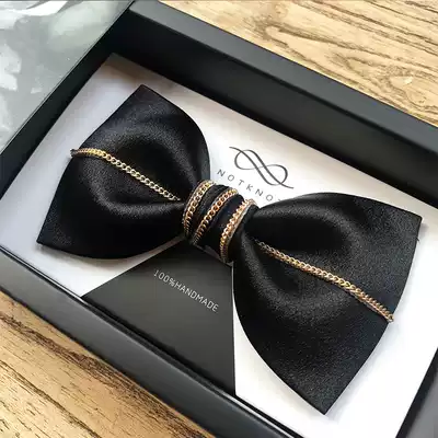 NOTKNOT men's gold purlin black bow tie original wedding groom best man suit formal host banquet