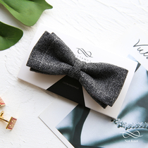 Notknot high-grade handmade wool wedding groom best man host Gray checkered gentleman formal mens bow tie