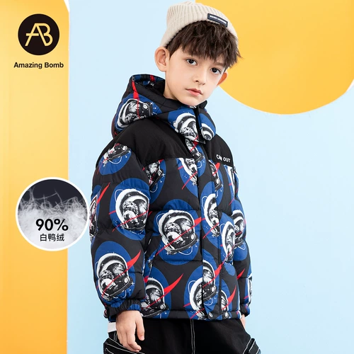 Детский зимний пуховик, бархатная детская куртка для мальчиков, детская одежда, коллекция 2021, увеличенная толщина, утиный пух, в западном стиле