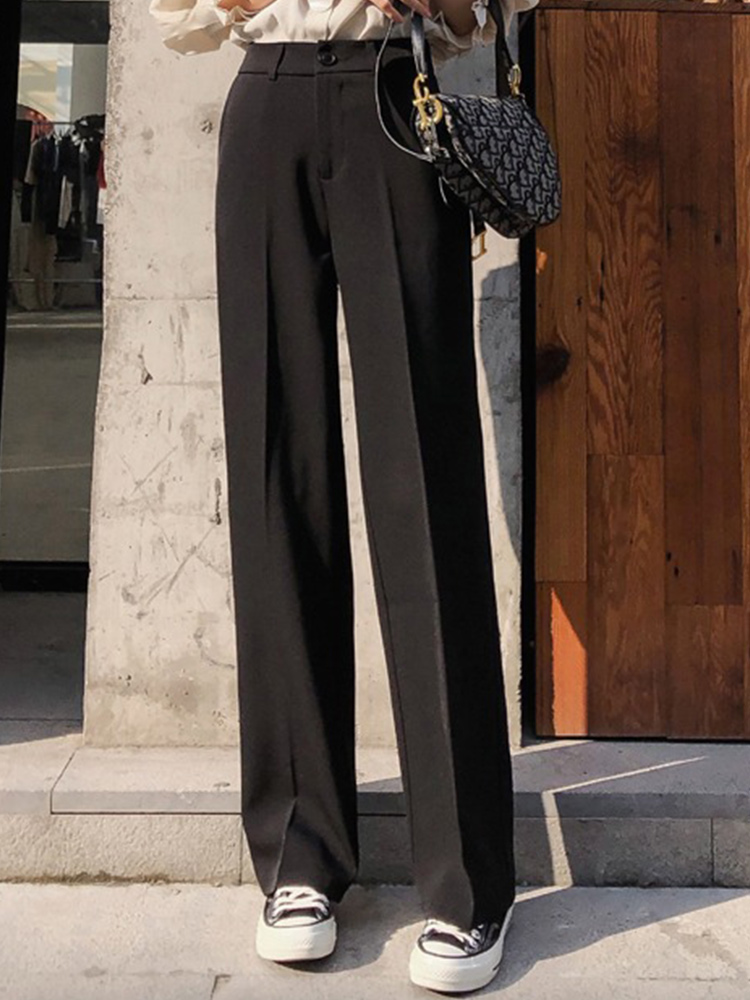 Drop sense wide leg pants 2021 spring and summer new loose thin high waist hanging straight suit casual mopping pants women's trend