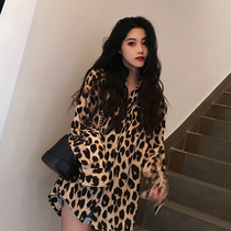 Spring new fashion Korean chic early autumn top Lazy long-sleeved shirt Wild loose hip cover thin shirt