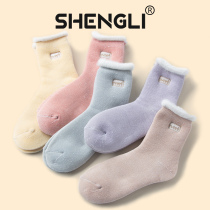 Snow socks women winter plus velvet thickened furry floor socks men warm feet self-heating home wool socks