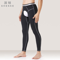 Men warm autumn pants open crotch bottle bottle winter thickening plus tide tide mid-waist trousers