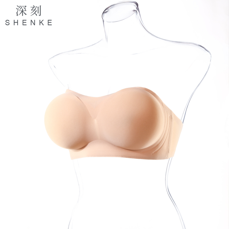 Summer Strapless Anti-Slip Bra for Small Busts, Enhancing and Gathering, Korean Style Outward Expansion Bra, Strapless Women's Fake Breast Bra