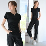 Летний спортивный костюм, дорожный комплект для спортзала, быстросохнущая дышащая одежда для йоги, для бега, короткий рукав, изысканный стиль