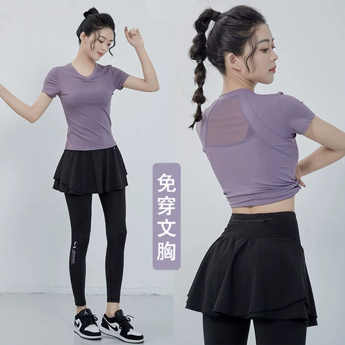 Летняя одежда для йоги, комплект, спортивный костюм для спортзала, V-образный вырез, изысканный стиль, по фигуре, для бега