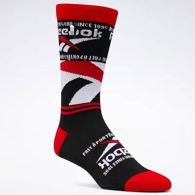 Suitable for Reebok Lm Course Group Exercise, High-Top Pure Cotton Fitness Aerobic Training Dance Running Socks for Men and Women, Black and White