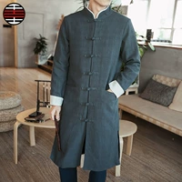 Jungu phong cách Trung Quốc lanh dài áo gió quốc gia áo retro cộng với phân bón XL khóa mùa thu và mùa đông mới áo gió đẹp