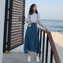 Hipster fried street strap dress two-piece set women Spring Summer new temperament chiffon skirt super fairy
