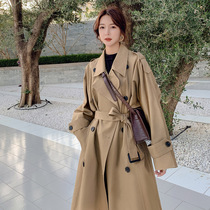 Temperament goddess wind coat female 2021 new spring and autumn popular long British style Korean loose casual jacket
