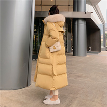 Down cotton-padded clothing womens long 2021 new winter cotton coat bread clothing Korean loose waist fashion cotton jacket