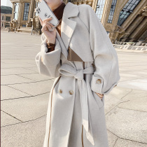Hepburn fur coat womens autumn winter 2022 new mid-length over-the-knee temperament thick cashmere tweed coat