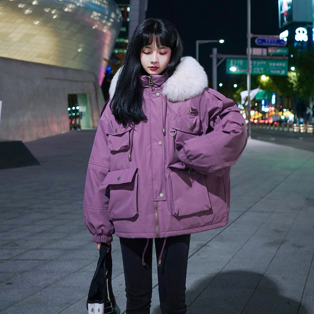 Plus velvet thick tooling Pike down cotton clothes woman short 2022 new winter jacket cotton coat small cotton padded jacket