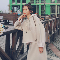 Casual fashion small fragrant style French sweater skirt two-piece set female autumn foreign style port style retro chic temperament