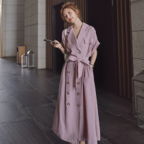 French gentle style high sense suit dress female summer 2021 new waist temperament design sense niche long skirt