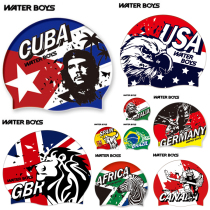 South Korea WATER BOYS PROFESSIONAL SILICONE SWIMMING CAP WATERPROOF ADULT MALE AND FEMALE NATIONAL PATTERN CHILDREN