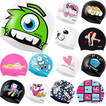 Korea AQUS professional unisex waterproof swimming cap Silicone fashion printed cartoon swimming cap