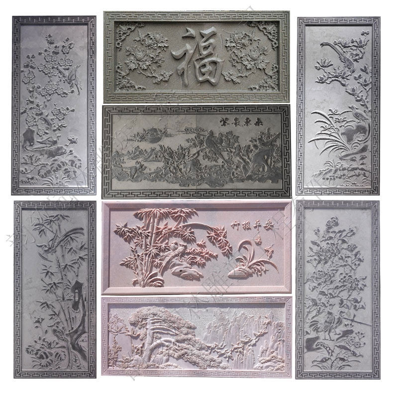 Stone carved murals carved Chinese Baiyu marble carved window faucet of the faucet of the bright sunset shadow wall
