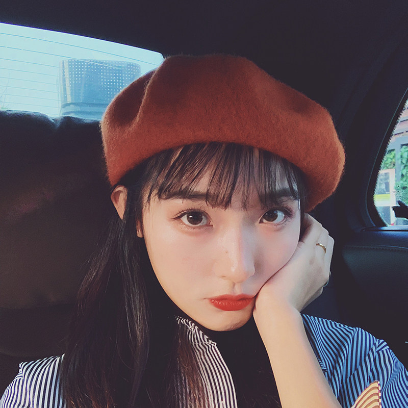 Korean Version Baotou Rice White Brick Red Four-quarter Fake Temperament College Wind Irregular Berehat Woman Leather Brown