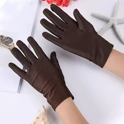 Summer sunscreen gloves women's thin stickers gift instrument breathable spring and autumn cotton Women black and white working elastic summer