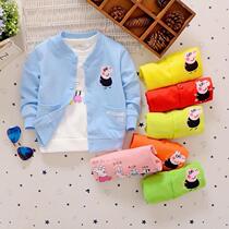 Baby spring and autumn thin coat boys and girls thin cardigan baby cotton coat children autumn clothes 0-1-2-3 years old