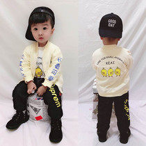 Spring Summer Pure Cotton Boy Clothing Small Boy Jacket Baby Cardiovert Baby Clothes Spring Dress Cartoon Small Duck Blouse